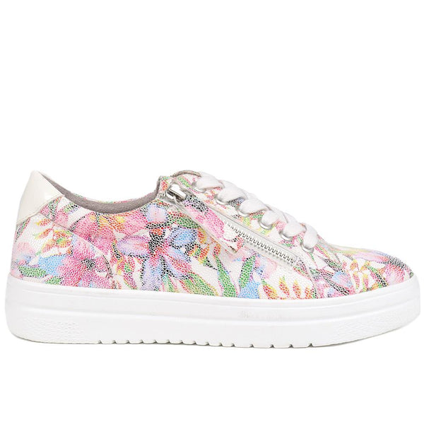 pavers Zip-Up Chunky Platform Trainers - White Multi