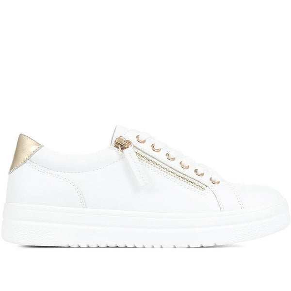 pavers Zip-Up Chunky Platform Trainers - White