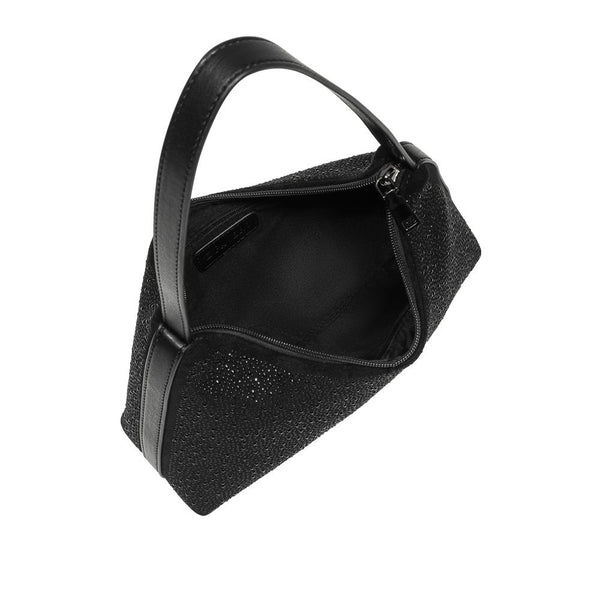 pavers Zip Up Embellished Shoulder Bag - Black