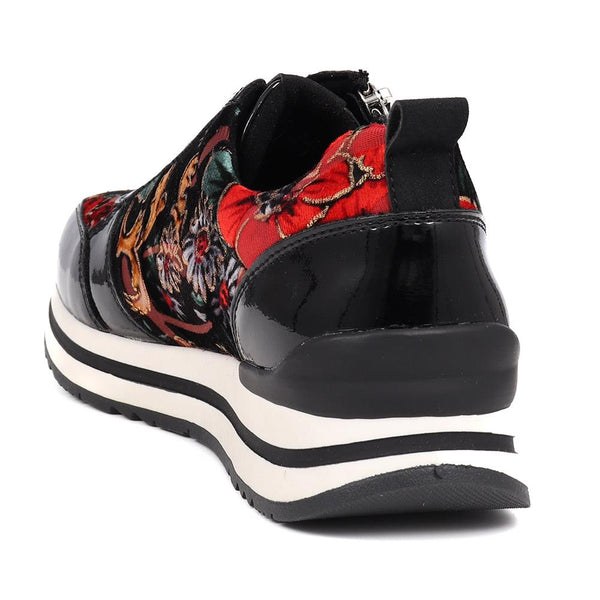 Pavers Zip-Up Laced Trainers - Black Floral