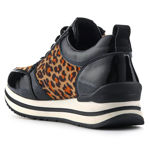 Pavers Zip-Up Laced Trainers - Leopard