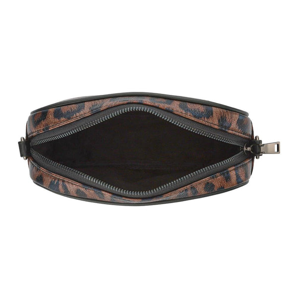 Pavers Zip Up Shoulder Bag - Brown Leopard