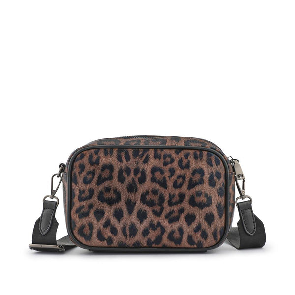 pavers Zip Up Shoulder Bag - Brown Leopard