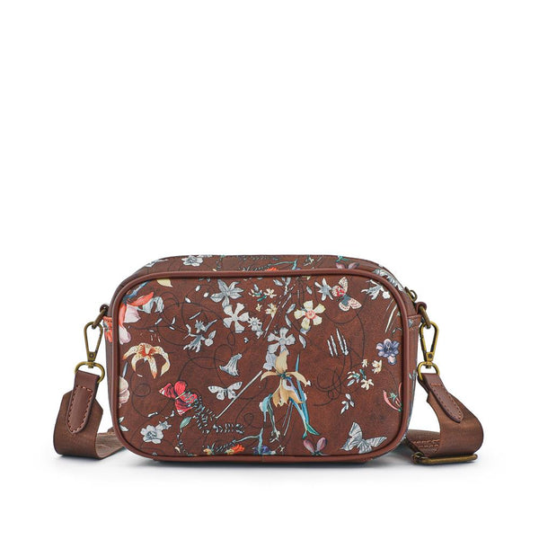 pavers Zip Up Shoulder Bag - Burgundy Floral