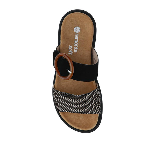 Pavers Premium Leather Dual-Fastening Sandals - Black Multi