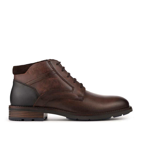Pavers Premium Leather Lace Up Chukka Boots - BROWN-NAVY