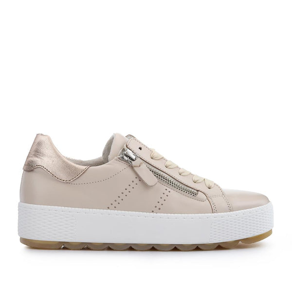 pavers Quench Gabor Leather Platform Trainers - Cream