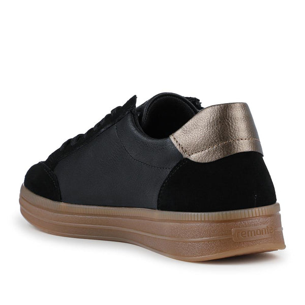Pavers Remonte Leather Trainers With Zip Fastening - Black