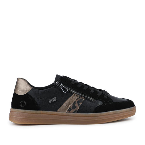 pavers Remonte Leather Trainers With Zip Fastening - Black
