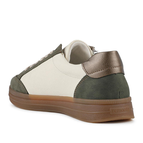Pavers Remonte Leather Trainers With Zip Fastening - Green Multi