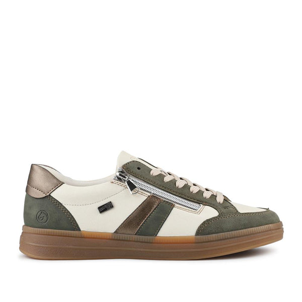 pavers Remonte Leather Trainers With Zip Fastening - Green Multi