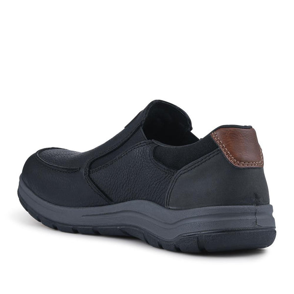 Pavers Rieker Extra-Wide Leather Slip-On Shoes - Black