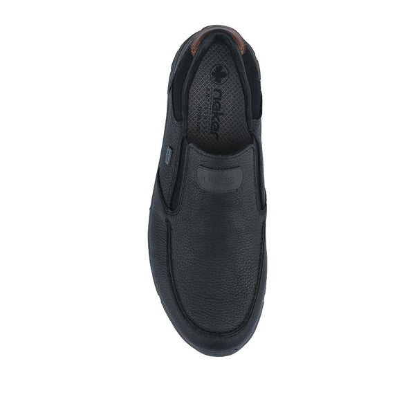 Pavers Rieker Extra-Wide Leather Slip-On Shoes - Black