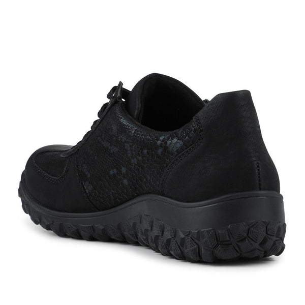 Pavers Rieker Wide Fit Rugged Zip & Lace Trainers - Black