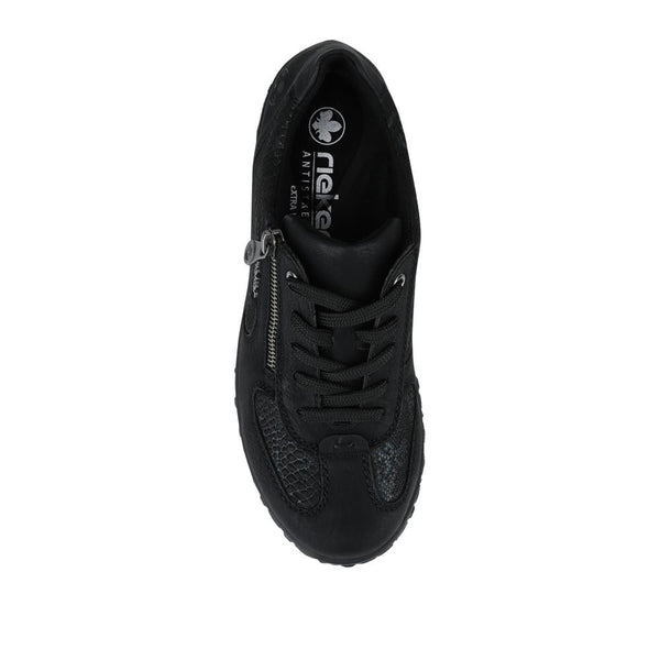 Pavers Rieker Wide Fit Rugged Zip & Lace Trainers - Black