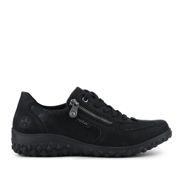 pavers Rieker Wide Fit Rugged Zip & Lace Trainers - Black