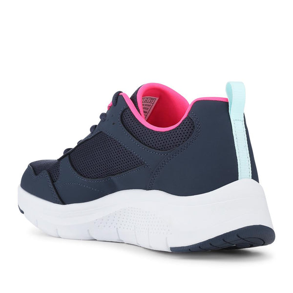 Pavers Skechers Memory Foam Lace Up Trainers - Navy-Pink