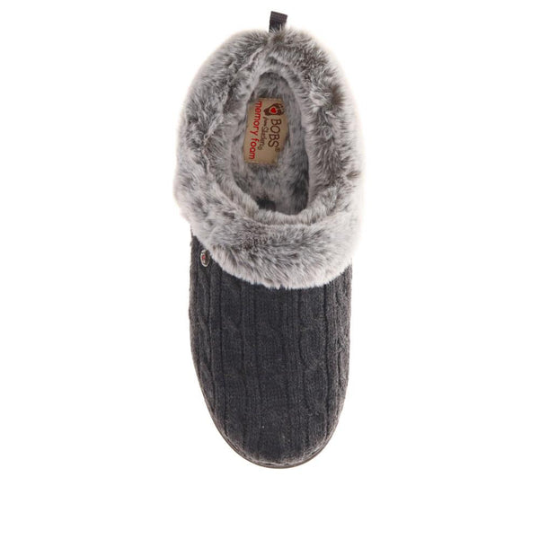 Pavers Skechers Wide Fit Bobs Ice Angel Mule Slippers - Charcoal