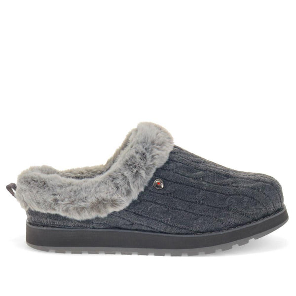 pavers Skechers Wide Fit Bobs Ice Angel Mule Slippers - Charcoal