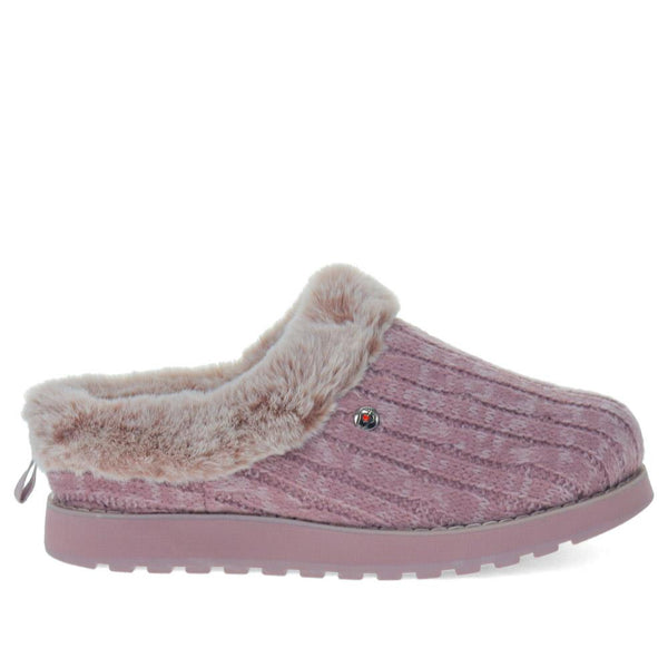 pavers Skechers Wide Fit Bobs Ice Angel Mule Slippers - Mauve