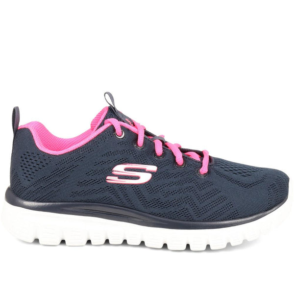 pavers Skechers Wide Fit Graceful Get Connected Trainers - Navy Multi