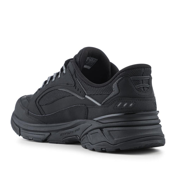 Pavers Skechers Wide Fit Leather Stamina Slip-In Trainers - Black