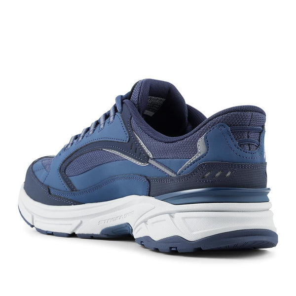 Pavers Skechers Wide Fit Leather Stamina Slip-In Trainers - Navy