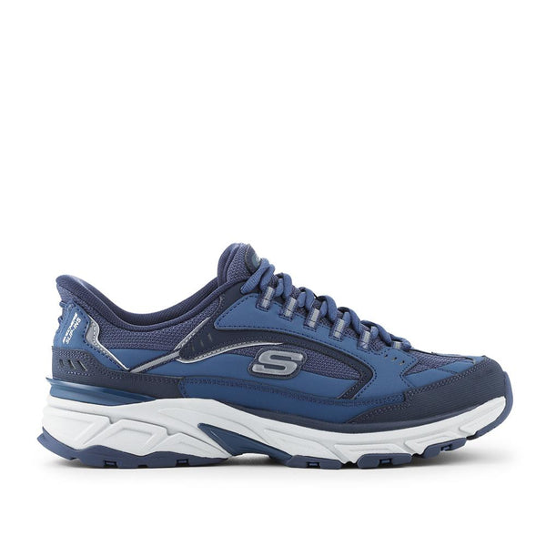 pavers Skechers Wide Fit Leather Stamina Slip-In Trainers - Navy