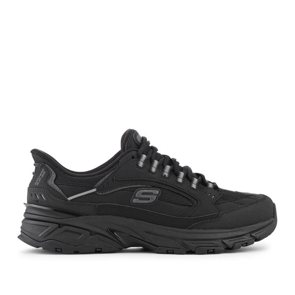 pavers Skechers Wide Fit Leather Stamina Slip-In Trainers - Black