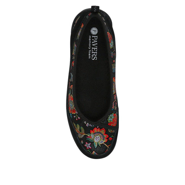 Pavers Slip-On Patterned Lightweight Pumps - Black Floral