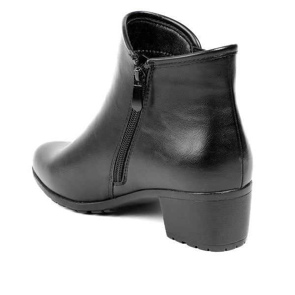 Pavers Smart Faux Leather Ankle Boots With Zip Fastening - Black