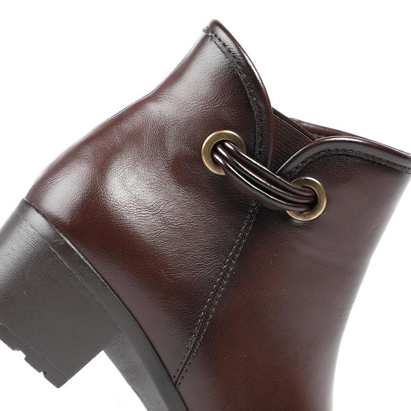 Pavers Smart Faux Leather Ankle Boots With Zip Fastening - Brown