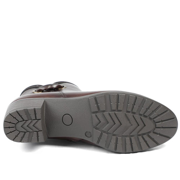 Pavers Smart Faux Leather Ankle Boots With Zip Fastening - Brown