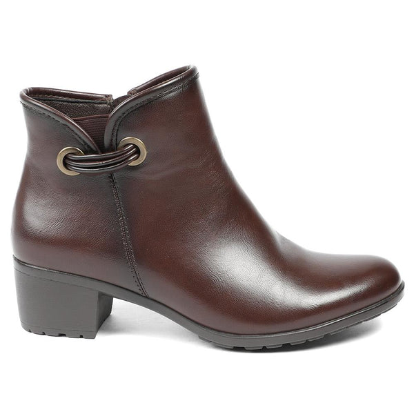 pavers Smart Faux Leather Ankle Boots With Zip Fastening - Brown