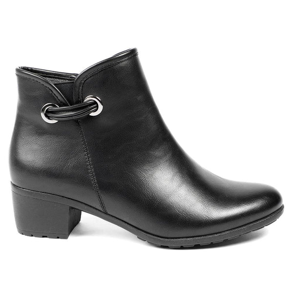 pavers Smart Faux Leather Ankle Boots With Zip Fastening - Black
