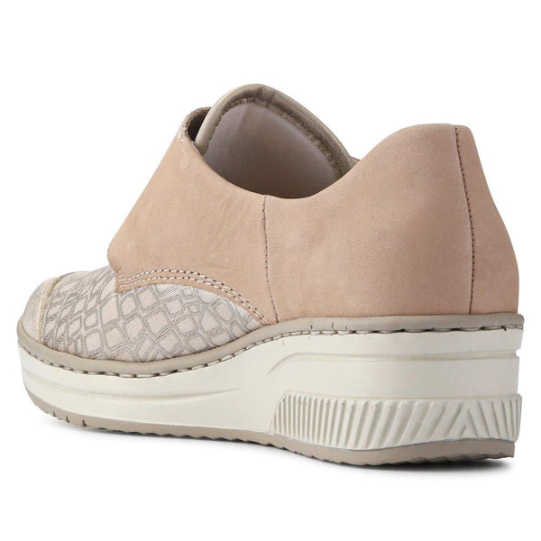 Pavers Stretchy Leather Touch-Fasten Trainers - Beige