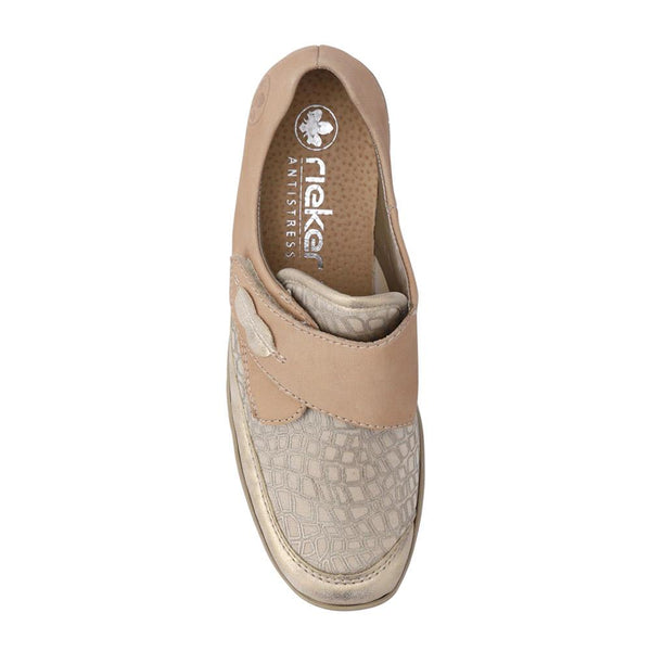 Pavers Stretchy Leather Touch-Fasten Trainers - Beige
