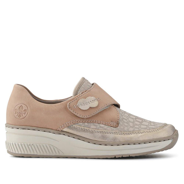 pavers Stretchy Leather Touch-Fasten Trainers - Beige