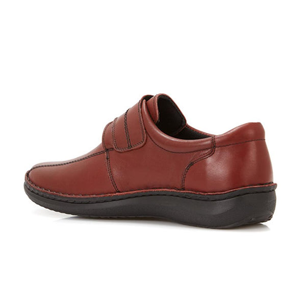 Pavers Touch-Fasten Leather Shoes - Bordeaux Burnished