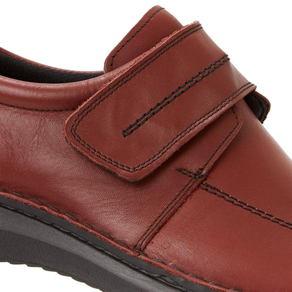 Pavers Touch-Fasten Leather Shoes - Bordeaux Burnished