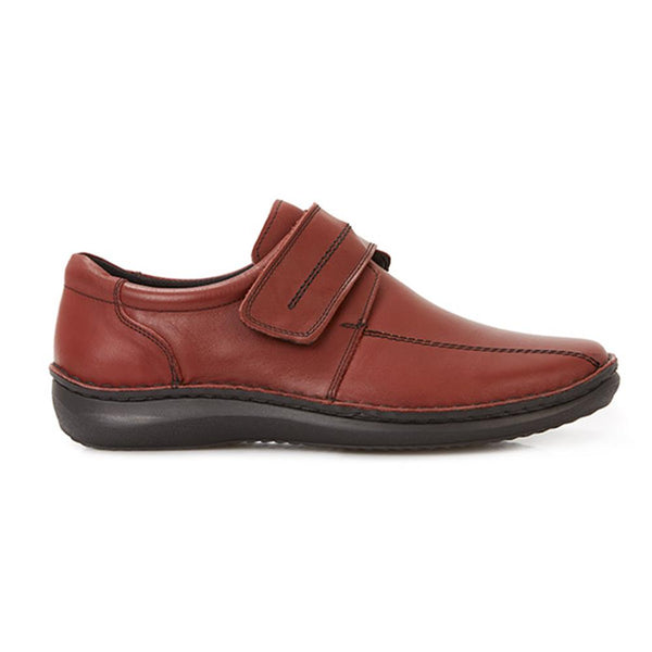 pavers Touch-Fasten Leather Shoes - Bordeaux Burnished