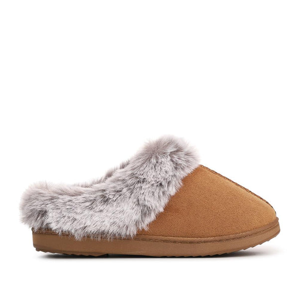Pavers Warm Lined Cushioning Luxury Fur Slippers - Chestnut