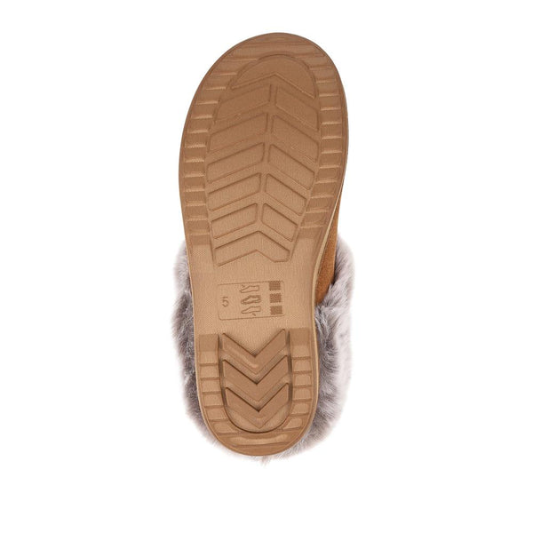 Pavers Warm Lined Cushioning Luxury Fur Slippers - Chestnut