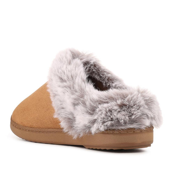 pavers Warm Lined Cushioning Luxury Fur Slippers - Chestnut