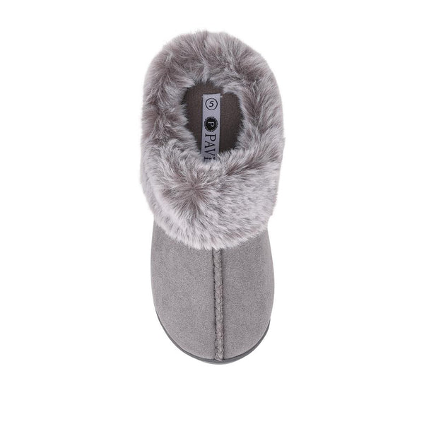 Pavers Warm Lined Cushioning Luxury Fur Slippers - Grey