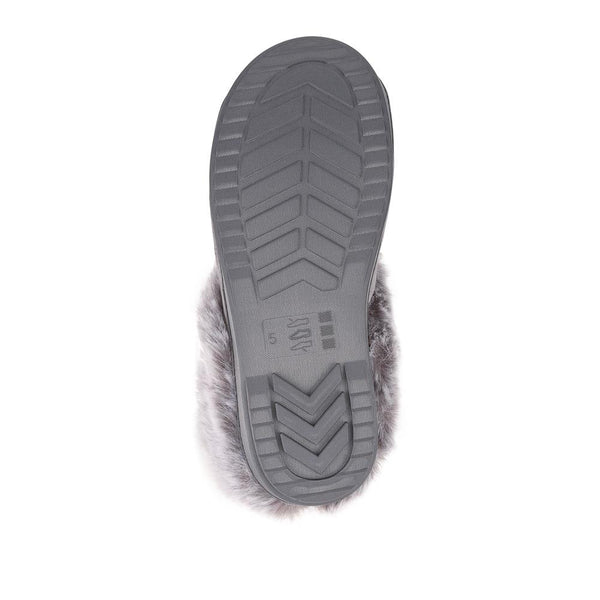 Pavers Warm Lined Cushioning Luxury Fur Slippers - Grey