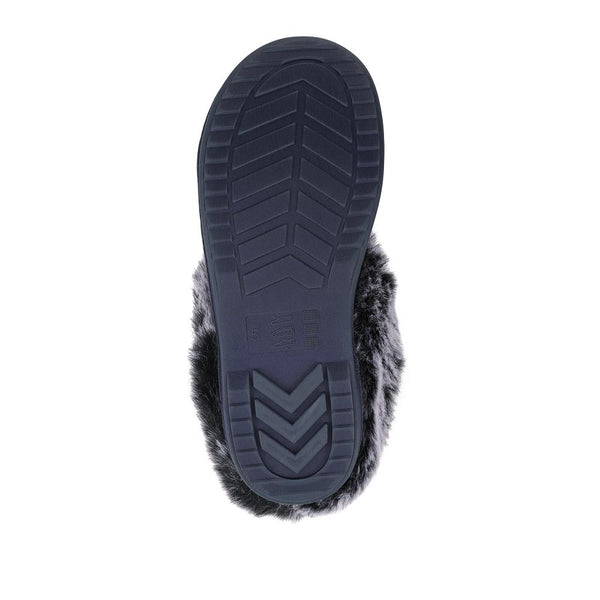 Pavers Warm Lined Cushioning Luxury Fur Slippers - Navy