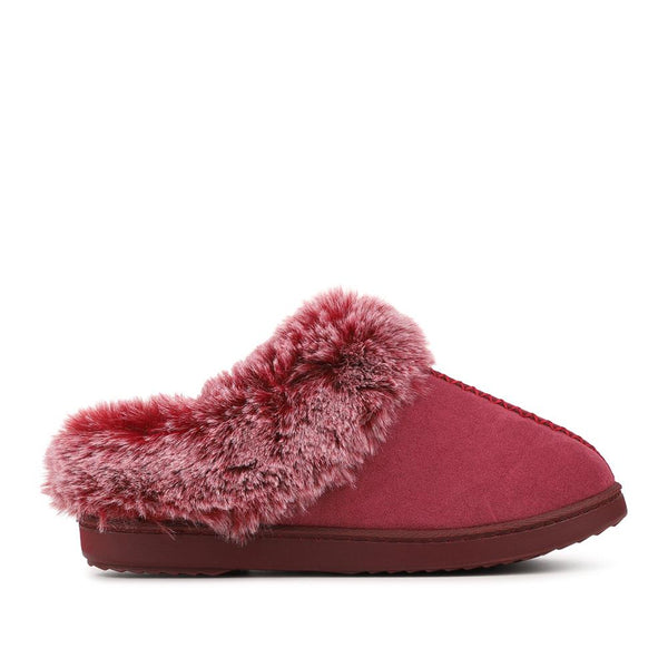 Pavers Warm Lined Cushioning Luxury Fur Slippers - Rasberry
