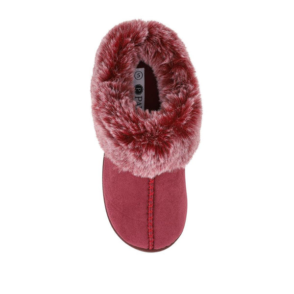 Pavers Warm Lined Cushioning Luxury Fur Slippers - Rasberry
