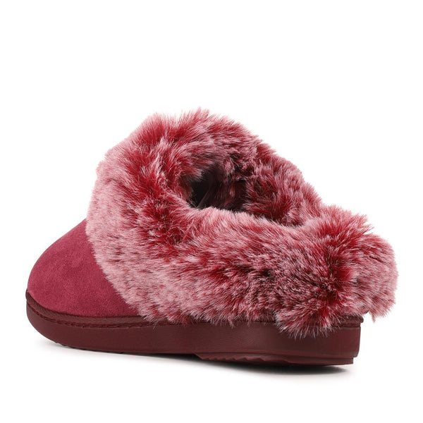 pavers Warm Lined Cushioning Luxury Fur Slippers - Rasberry